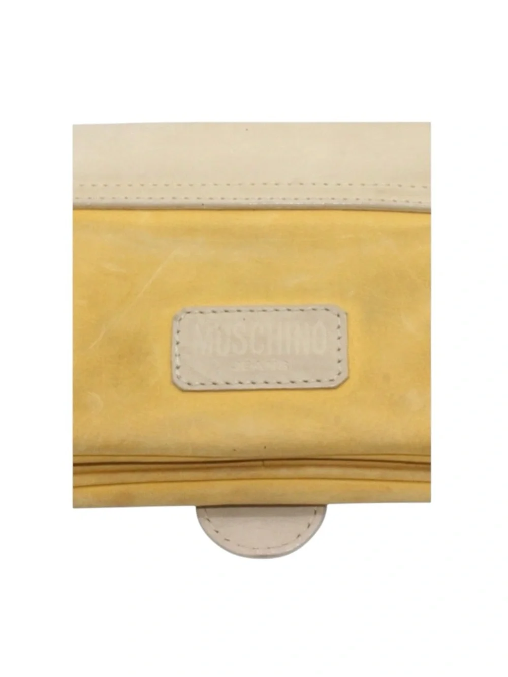 Vintage 90’s: Moschino ♔ Colorblock Studded Flap Shoulder Bag ♔ Yellow Leather